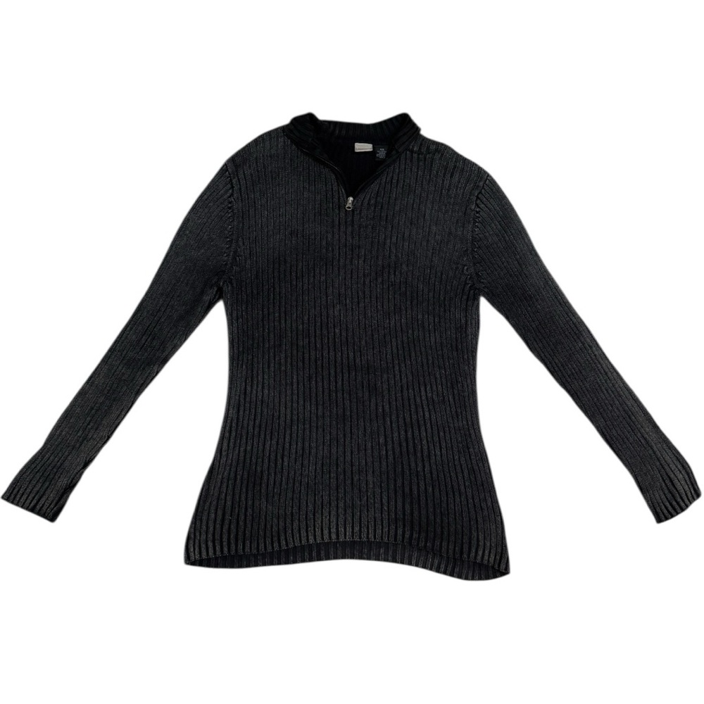 Arizona Y2K Ribbed Longline 1/4 Zip Mock Neck Sweater